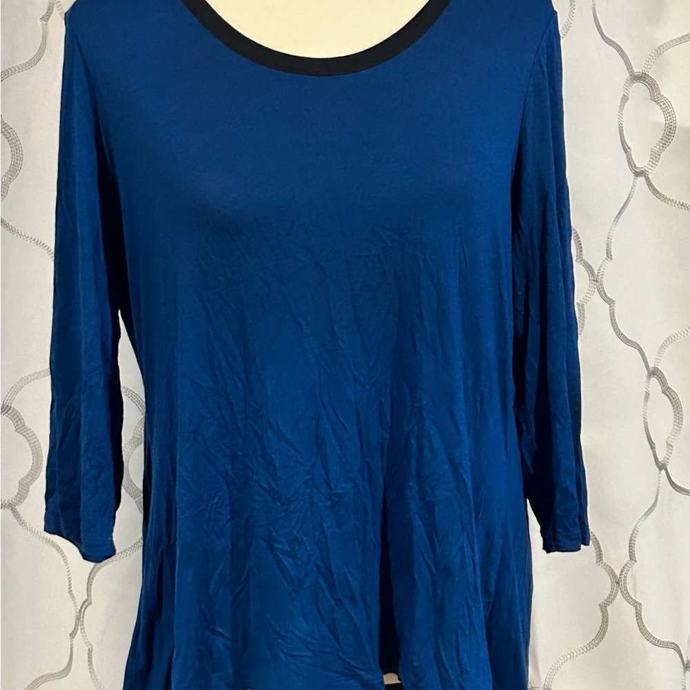 Ann Taylor Blue Relaxed Blouse with Full Sleeves